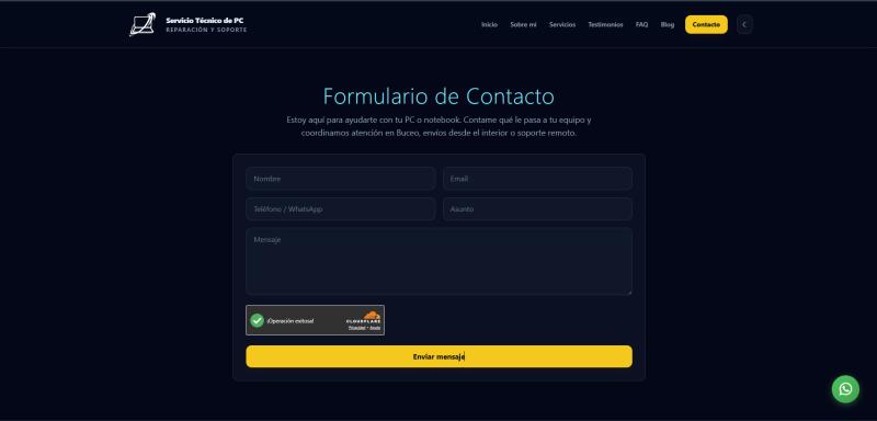 Formulario de contacto de Técnico PC Uruguay