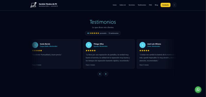 Testimonios de clientes de Técnico PC Uruguay