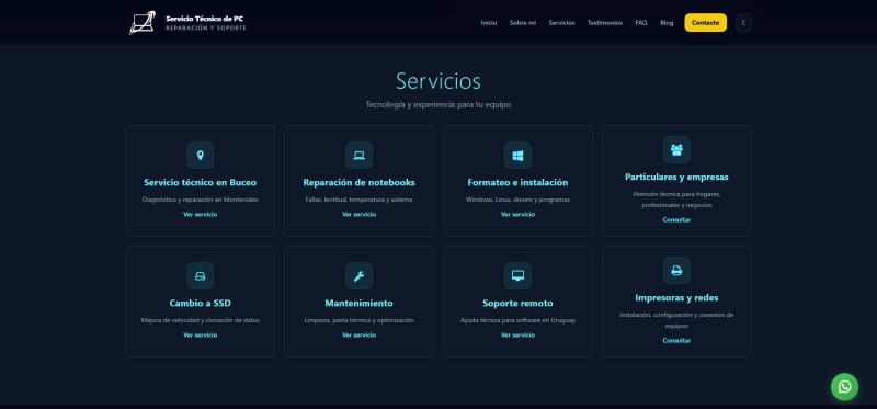 Catálogo de servicios de Técnico PC Uruguay
